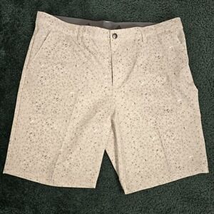 Adidas Shorts Mens 36 Ultimate Chino Golf Brown 8.5" Inseam Flags Print Golfer